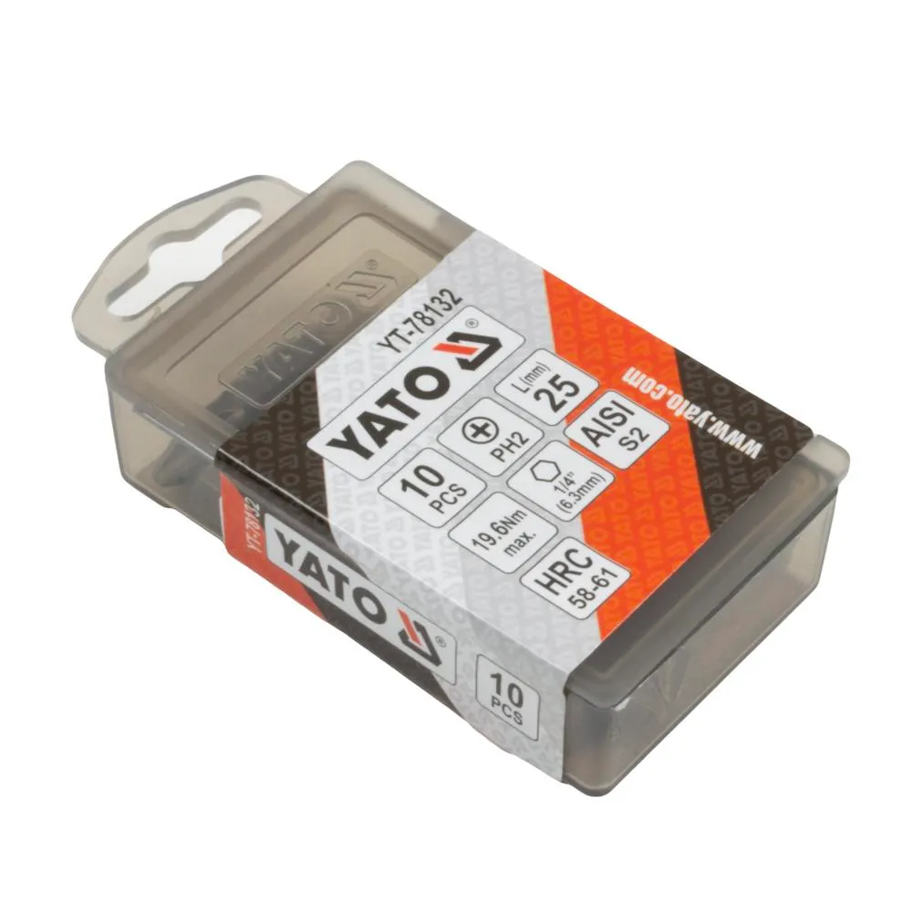 Yato Ruuvauskärki 1/4" 25 mm PZ2 S2 teräs 10 kpl